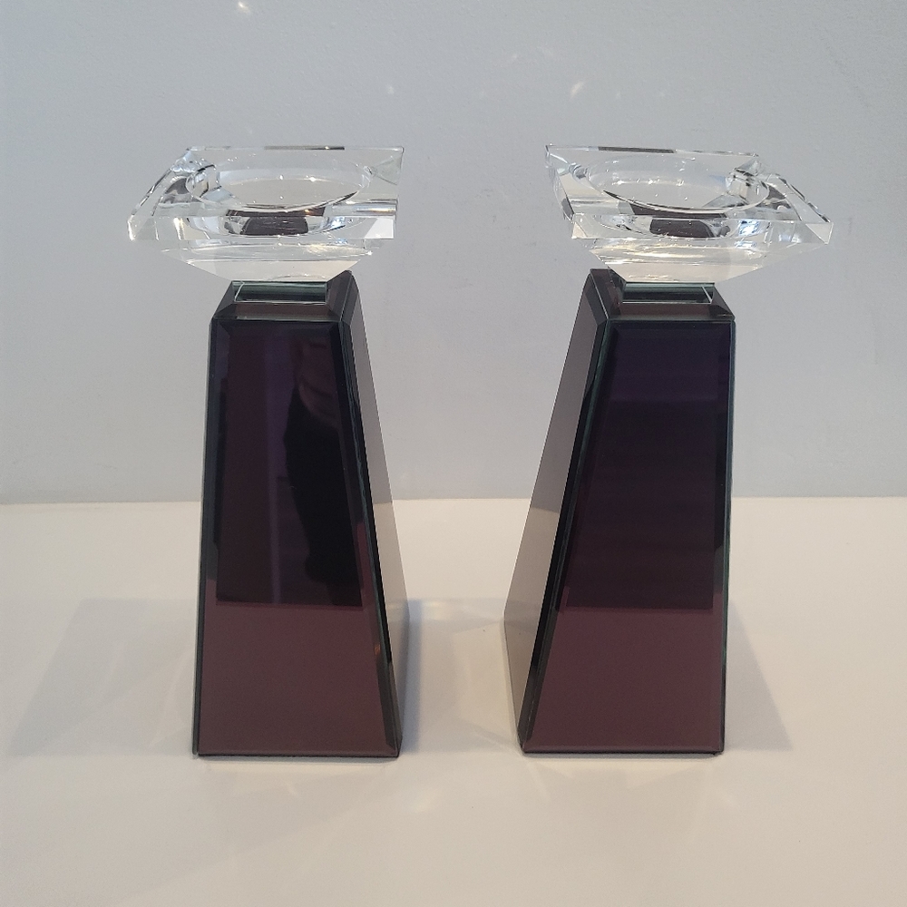 Z Gallerie Purple Candle Holders (2)